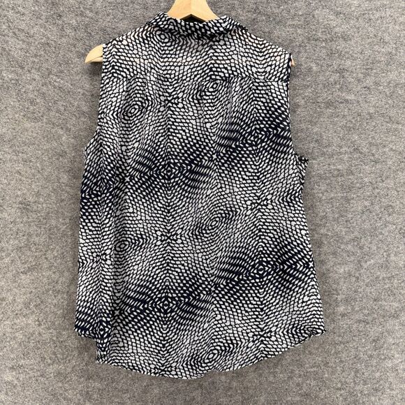 Maria Gabrielle Shirt Women 2X Plus Black Geometric Button Up Collared Pockets - Picture 2 of 6